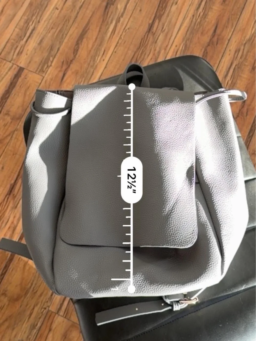 Minimalist Gray Women's Faux Leather Backpack